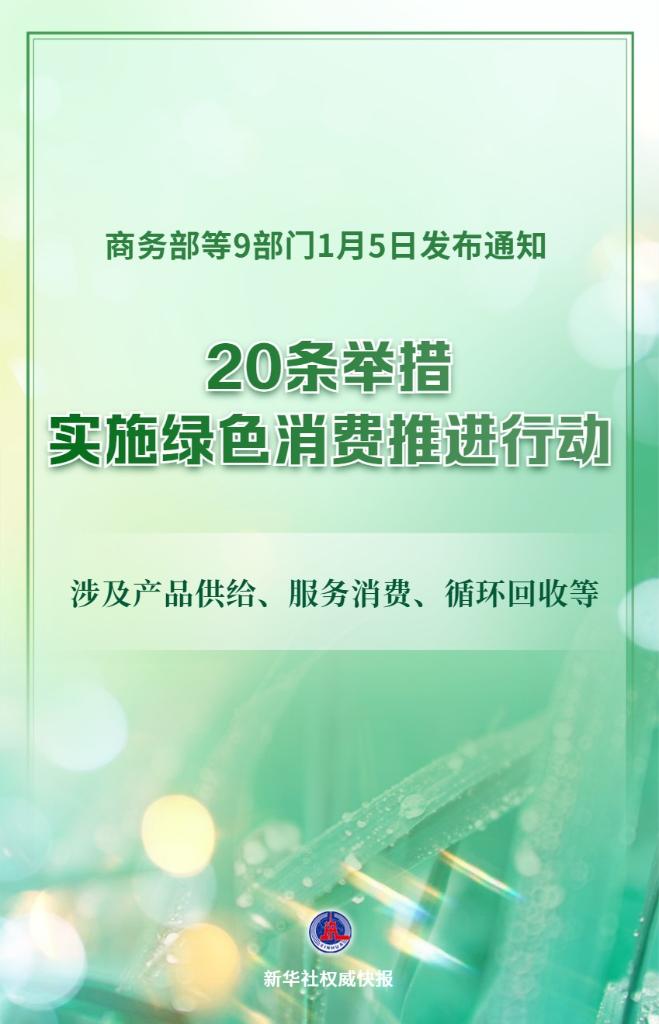 实施绿色消费推进行动！9部门发文
